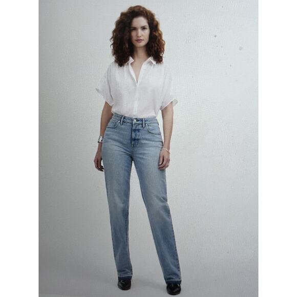 Madewell The Curvy '90s Straight Mid-Rise Jean Barbosa Wash Raw Hem Size 23 Tall - Picture 2 of 12